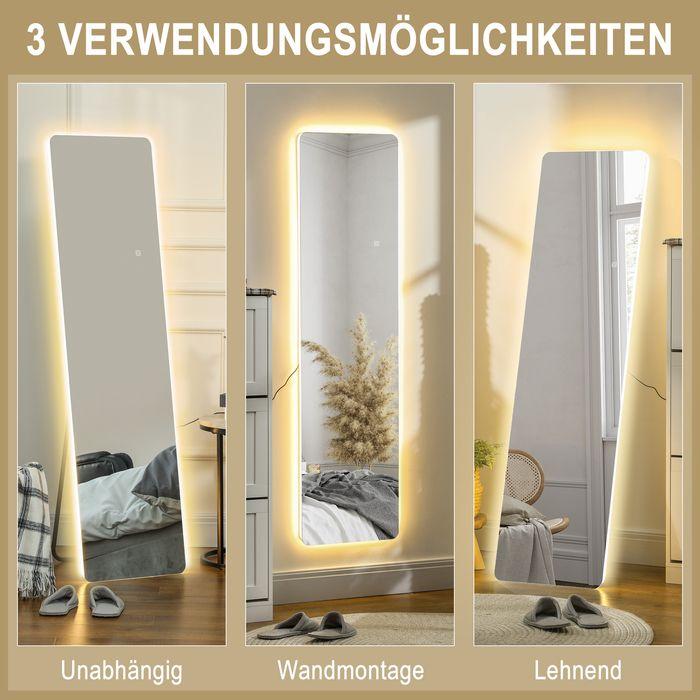 Actual product image Swisshandel24 Ganzkörperspiegel, 150 x 40 cm Standspiegel mit LED-Beleuchtung, Transparent (150 x 40 cm)