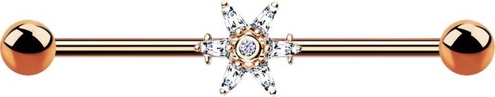 Star Piercing Barbell rosegold mit Prinzessin (Chirurgenstahl 316L, Messing)