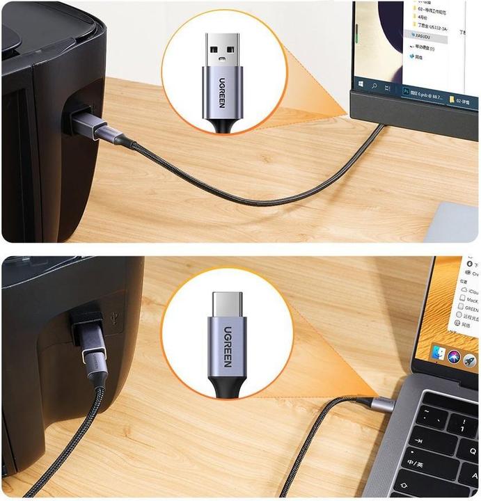 Image du produit Ugreen Adaptateur USB C vers USB B 2.0 pour imprimante connectée en USB-C (USB Type C, USB B)