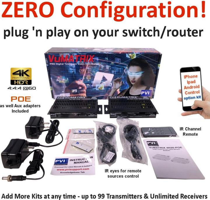 Actual product image PVI VuMATRIX 4K HDMI over IP Set