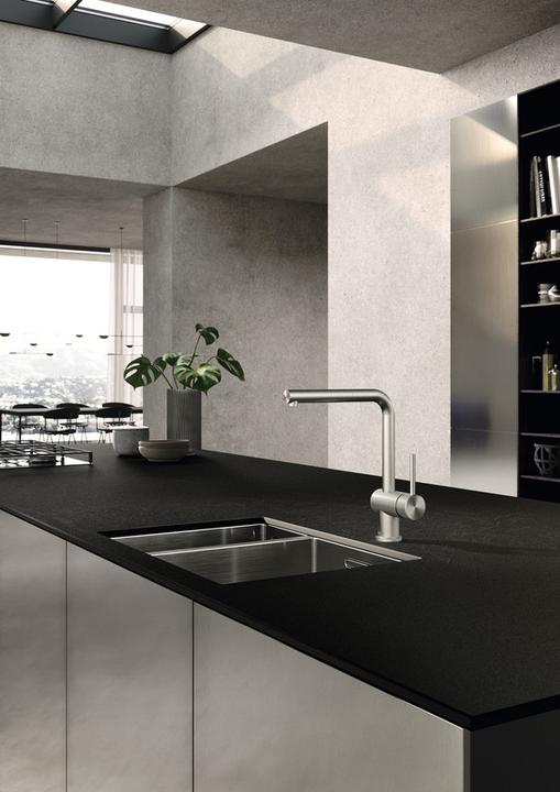 Image du produit Kludi L-Steel robinet cuisine à levier unique avec bec pivotante et extensible