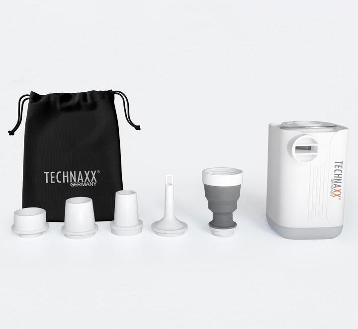 Actual product image Technaxx Mini rechargeable air pump with LED light