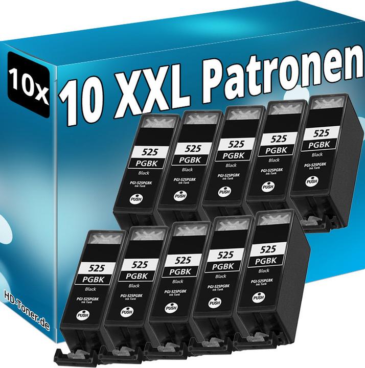Actual product image Druckfuxx 10 PGI525BK Patronen für CANON IP4850 IP4950 IX6550 MG5150 MG5250 MG53
