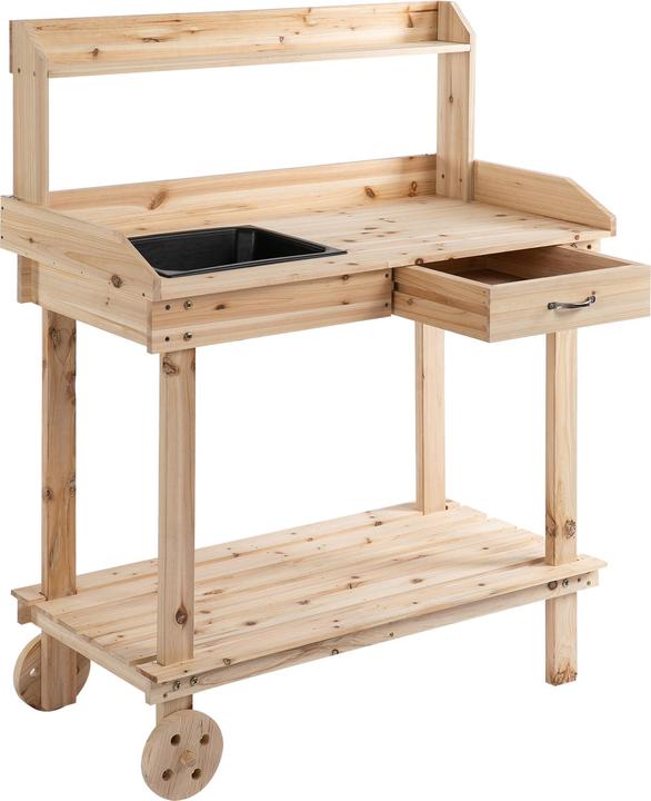 Produktbild Outsunny Gärtnertisch mit Waschbecken und Rollen (92 cm)