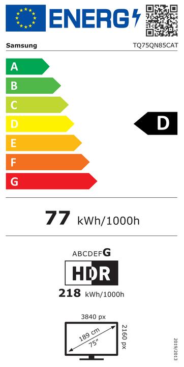 Etichetta energetica Samsung 75QN85CAT (75", QN85C, NeoQLED, 4K, 2023)