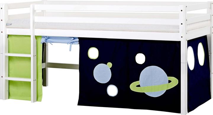 Actual product image Hoppekids BUNDLE BASIC half loft bed 90x200cm with space curtain and ECO Dream mattress (90 x 200 cm)