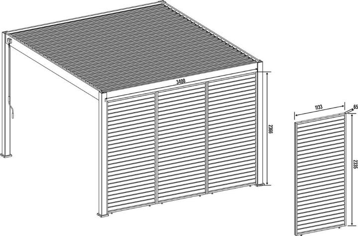 Image du produit Weide Lamellenwand mit drehbaren Lamellen in Ivory Sand (6 cm, 113 cm)