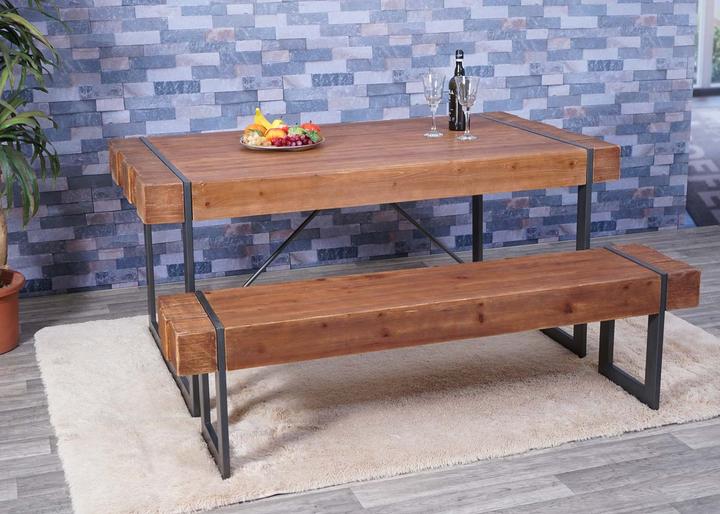 Produktbild Swisshandel24 Sitzbank, Esszimmerbank Bank, Tanne Holz rustikal massiv - braun 160cm (160 cm)