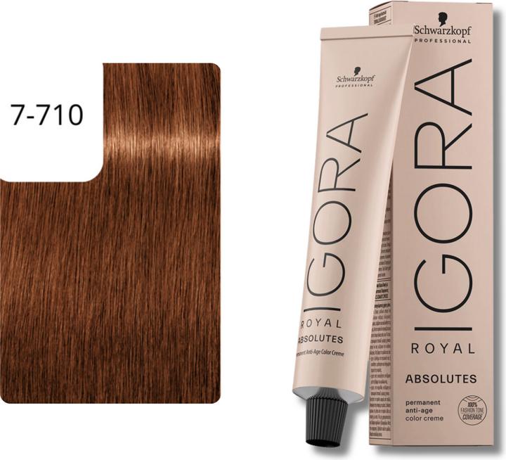 Immagine prodotto Schwarzkopf Professional IGORA ROYAL ABSOLUTES 7-710 Biondo Medio Rame Cendré Naturale (Bionda media, Rame)