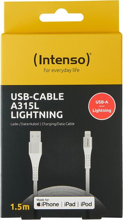 Image du produit Intenso CÂBLE USB-A VERS LIGHTNING 1.5M/7902102 (1.50 m, USB 2.0, 12 W)