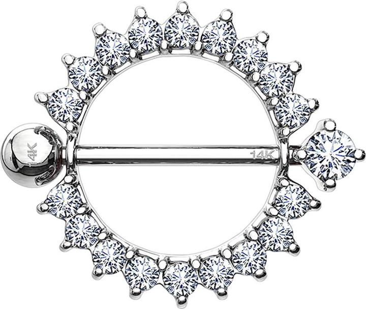 Immagine prodotto Star Piercing Barbell 14k weissgold Kristallkranz (senza ottone, Oro 14k)
