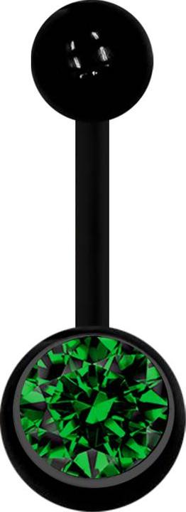 Image du produit Star Piercing Banane noire avec boule et boule de cristal vert (Acrylique, sans laiton)