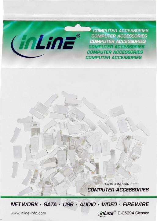 Produktbild InLine 100er Pack Modularstecker 8P8C RJ45 zum Crimpen auf Rundkabel