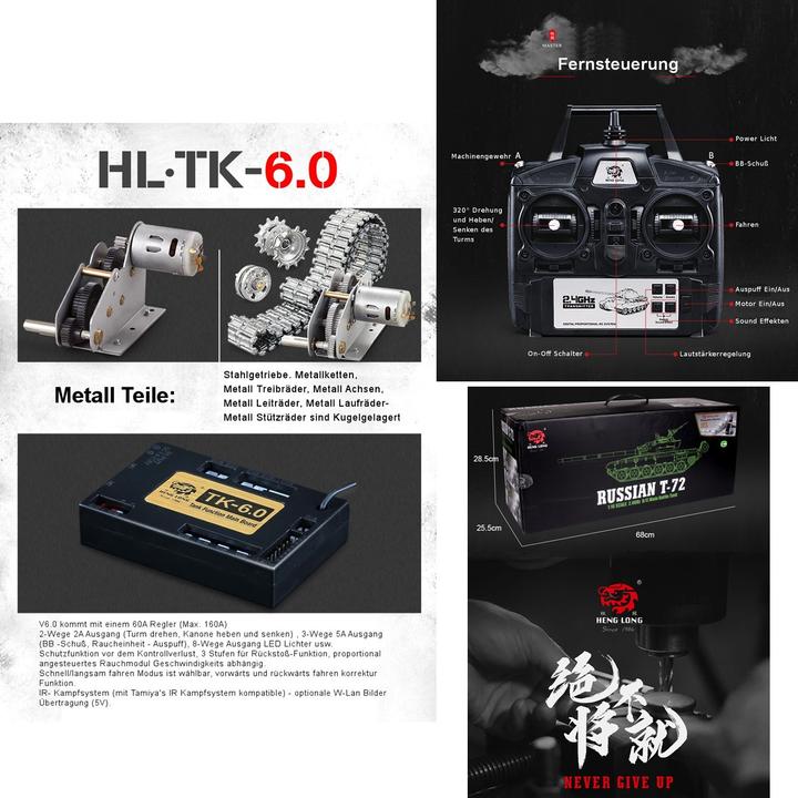 Actual product image Es-toys Heng Long RC Tank Russian T-72, Pro (RTR Ready-to-Run)