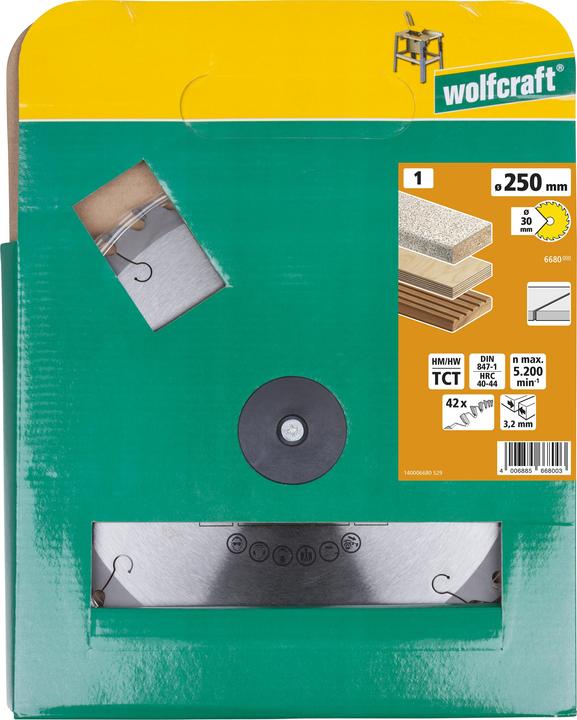Produktbild wolfcraft wolfcraft 1 Tisch-Kreissägebl. HM, 42 Zähne ø250mm