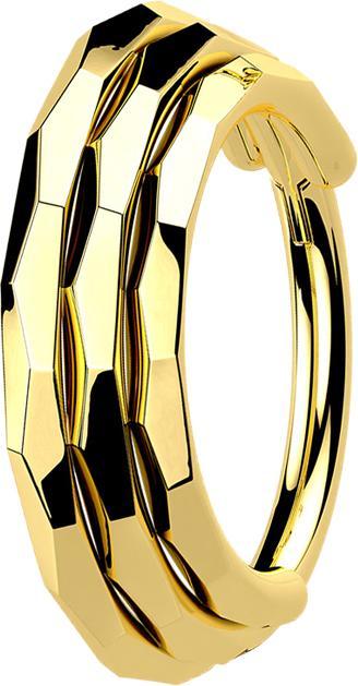 Produktbild Star Piercing Micro Segmentring klappbar vergoldet drei linien facettiert (ohne Messing, Titan G23)