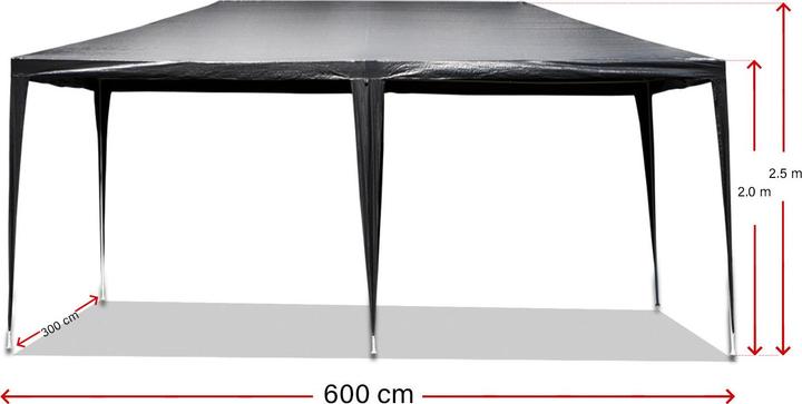 Produktbild Wiltec Pavillon 3x6m in Grau mit UV-Schutz 50+ Gartenpavillon Partyzelt Camping (600 cm, 300 cm)