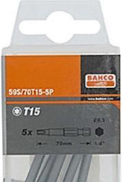 Actual product image Bahco 1/4 bits TX15 70 mm - 1/4" hexagon DIN 3126 og ISO 1173, type C 6.3 (T15)