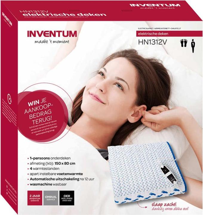Produktbild Inventum HN1312V - Elektrische onderdeken - 150 x 80 cm - Wit/Blauw (150 x 80 cm)