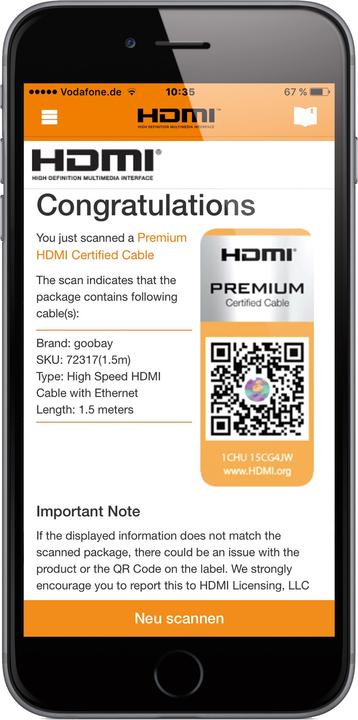 Actual product image Goobay Premium Certified High Speed HDMI with Ethernet (6 m, HDMI)
