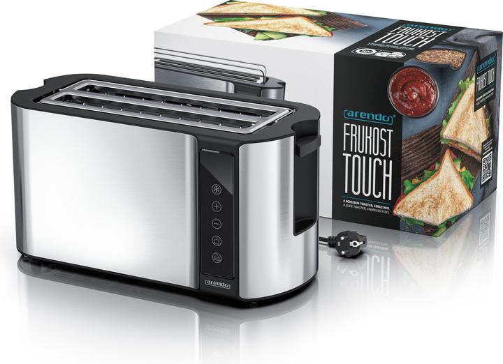 Actual product image Arendo Toaster stainless steel 4 slices long slot, touchpannel, bun warmer, display with remaining time