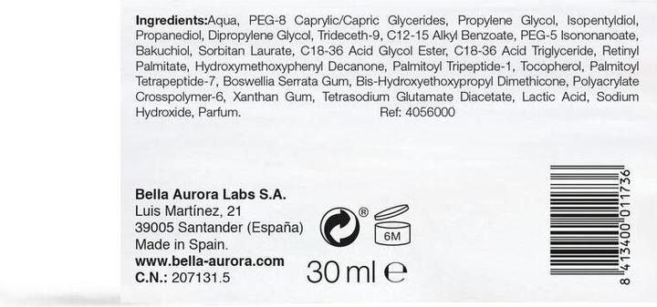 Nutritional values and ingredients Bella Aurora Anti-Aging Serum Advanced Booster Retinol 30ml (30 ml)