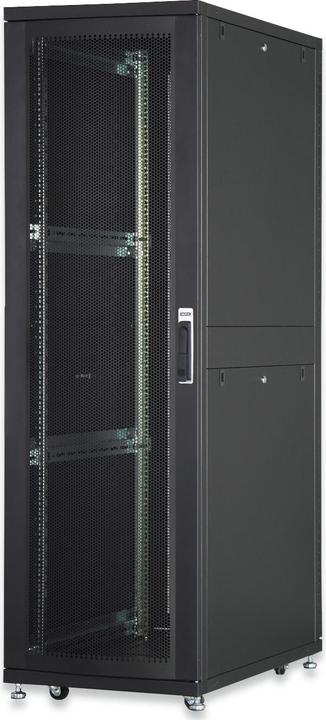 Produktbild Digitus Serverschrank 48,3cm 19Zoll 42HE schwarz RAL9005 1970x600x1000mm perforierte Tuer inkl.28x Montag... (42 HE, 19 Zoll Rack)