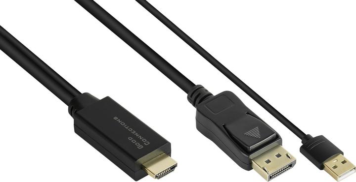 Produktbild Good Connections Adapterkabel HDMI 2.0b Stecker an DisplayPort 1.2 Stecker, 4K @60Hz, USB Power, vergoldete Kontakte (1 m, HDMI)