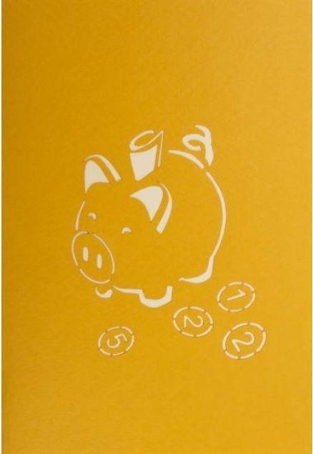 Image du produit Hervorragend 3D Pop-up-Karte Geschenksschweinchen Gutschein gelb (1 pcs)