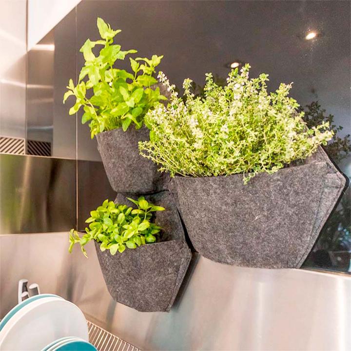 Actual product image CitySens 3 Pack Wall Planters gray planter gray textile cover