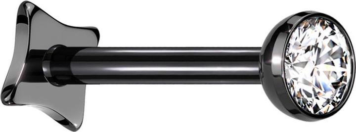 Actual product image Star Piercing Micro threadless labret angular black hemisphere black crystal silver (Titanium G23)