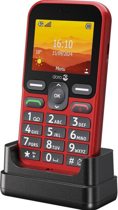 Actual product image Doro Leva L10, Bar, Single SIM, 6.1 cm (2.4"), 2 MP, 1150 mAh, Red (2.40", 2 Mpx, 4G)