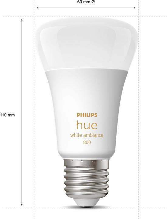 Produktbild Philips Hue White Ambiance BT (E27, 9 W, 806 lm, 2 x, F)