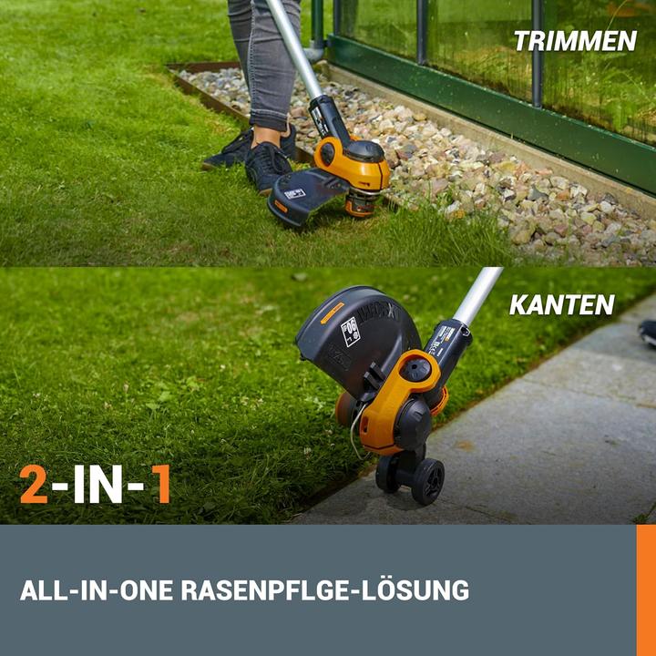 Produktbild Worx WG163E Akku-Rasentrimmer und Kantenschneider inkl. 2x 2Ah Akkus & Ladegerät (Trimmfaden)