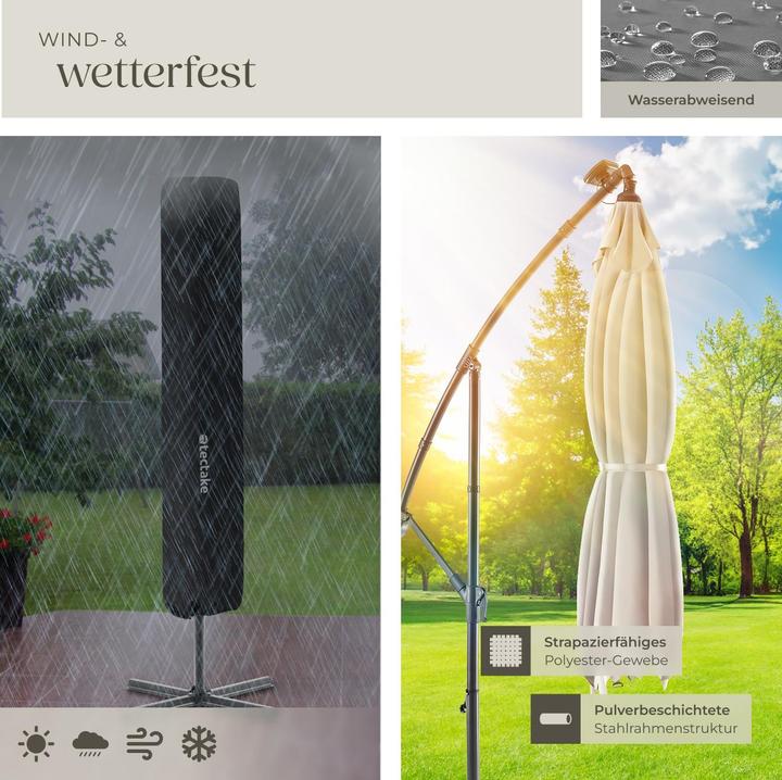 Immagine prodotto tectake Ombrellone Sunna LED-Solar con manovella 2,5 x 2,5 m (2.50 m)