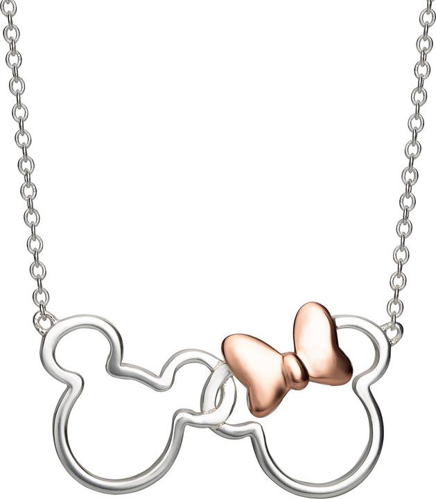Peers Hardy MICKEY & MINNIE - Collier en Laiton Plaqué Argent & Rose Doré (Sterling Silber)