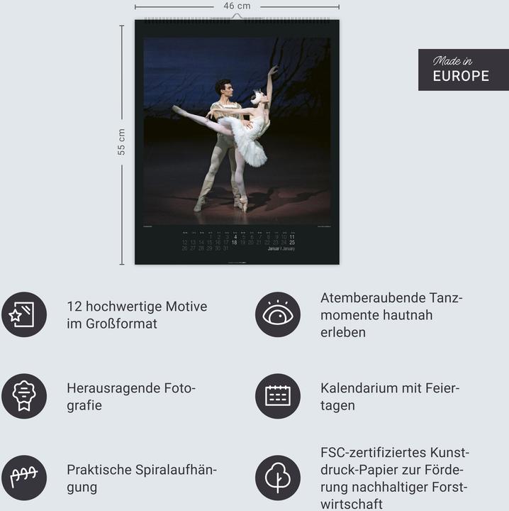 Actual product image Stuttgarter Ballett Kalender 2026 (46 x 55 cm, Hardcover, German, English)