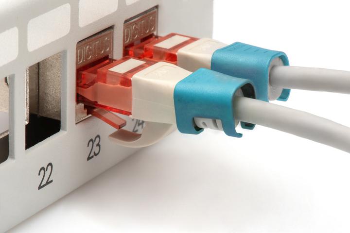 Produktbild Digitus Farbclips für RJ45-Kabel Farbe Blau, 100 Stück Packung