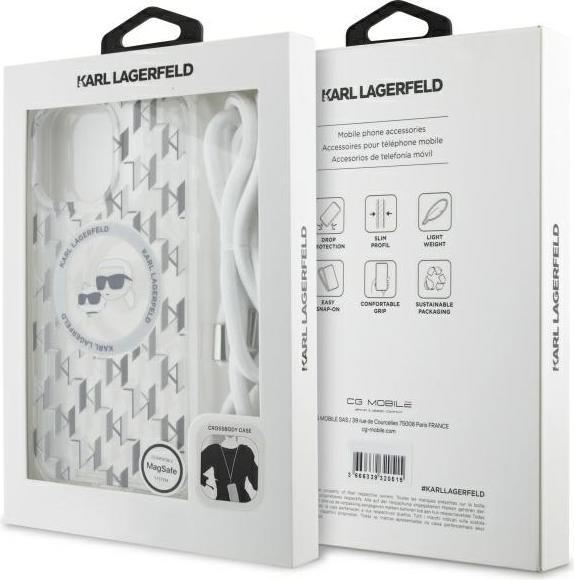 Produktbild Karl Lagerfeld KLHMP16XHCKCKLCT iPhone 16 Pro Max 6.9" transparent hardcase IML Crossbody Monogra (Apple iPhone 16 Pro Max)
