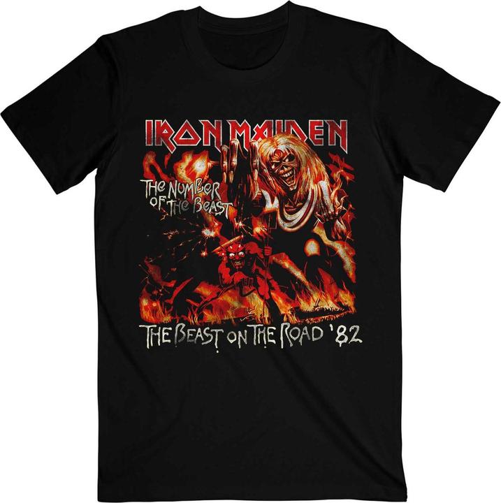 Music Brand Unisex Adult Number Of The Beast On The Road Vintage Cotton T-Shirt
