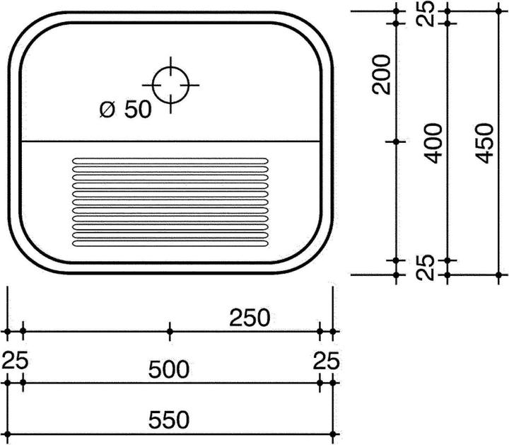 Actual product image Reginox Sink, Stainless Steel Kitchen Sink Ottawa OSP Wall Mounted, 50x40 cm R04029 (Sink accessories, 22.50 cm, 55 cm)