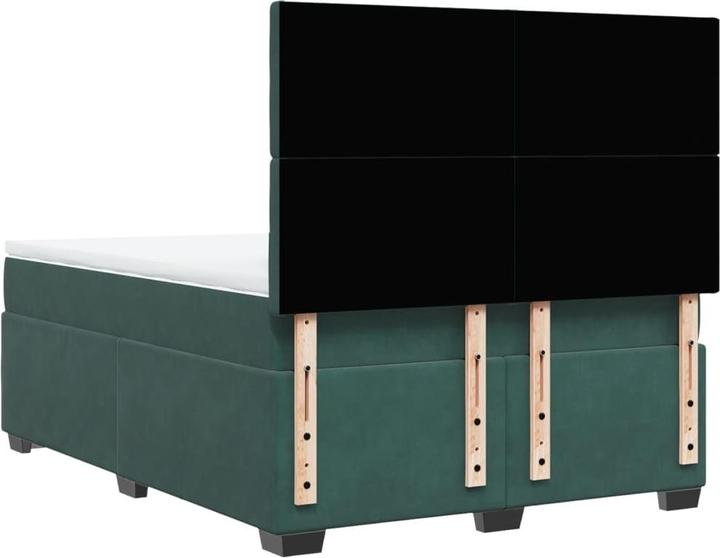 Image du produit VidaXL Boxspring Lit Lit capitonné avec matelas Vert foncé 140x200cm Velours (140 x 200, 140 x 200)