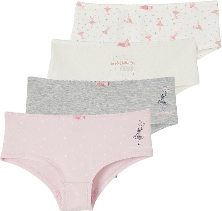 Vertbaudet 4er-Pack Mädchen Shortys mit Bio-Baumwolle (92, 4er Pack)