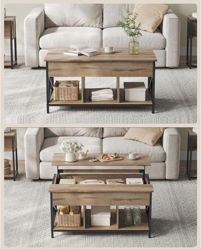 Produktbild Vasagle Couchtisch hellbraun 95,0 x 60,0 x 48,0 / 62,0 cm