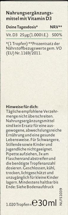 Nährwerte und Zutaten Nature Love Vitamin D3 1000 (1 Stück, Tropfen)