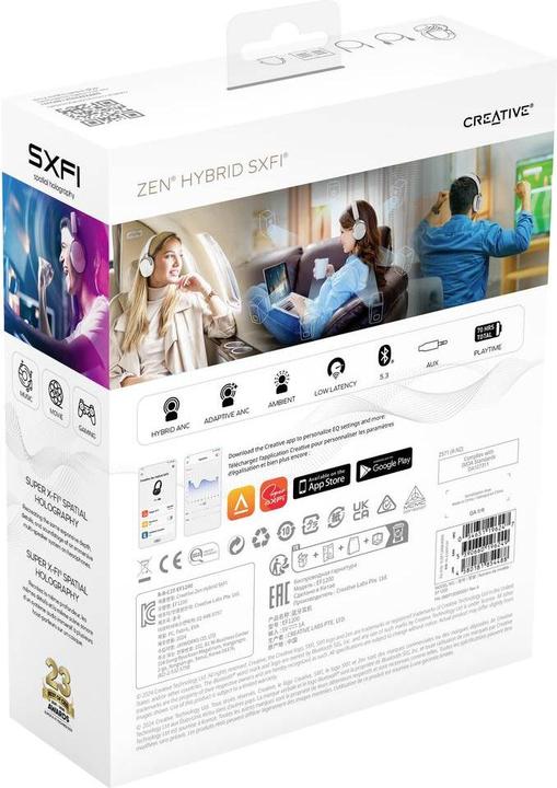 Image du produit Creative Oreillette Bluetooth ZEN Hybrid SXFI grise (ANC, 70 h, Sans fil)