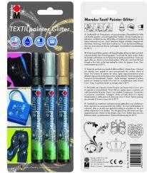 Image du produit Marabu Peintures textiles à la plume Paillettes (Or, Argent, Noir, 3 mm, 3 x)