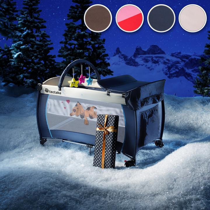 Produktbild tectake Kinderreisebett Hund mit Wickelauflage und Transporttasche