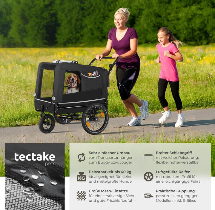 Produktbild tectake Hundeanhänger WoofRider multifunktional, faltbar, bis 40kg
