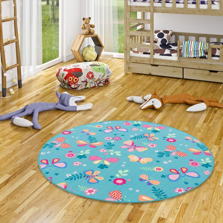 Produktbild Snapstyle Kinder Spiel Teppich Schmetterling Rund (160 x 160 cm)